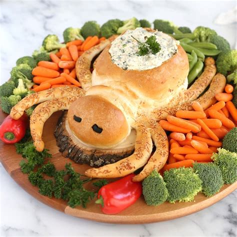 Spider Bread Dip Bowl {fun Halloween appetizer idea!} | Recipe | Bread dip, Veggie tray ...