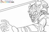 Maul Darth Ausmalbilder Starwars Kleurplaten Coloriages Lightsaber  sketch template