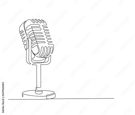 Continuous line drawing of vintage microphone. microphone simple line ...