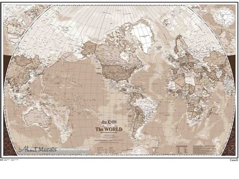 Sepia World Map Wallpaper | Removable Wallpaper from AboutMurals.ca