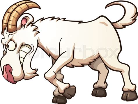 Angry cartoon goat ramming. Vector ... | Stock vector | Colourbox