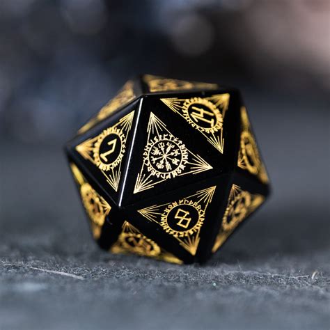 URWizards Dnd Engraved Obsidian Dice Set Nordic Style | Urwizards