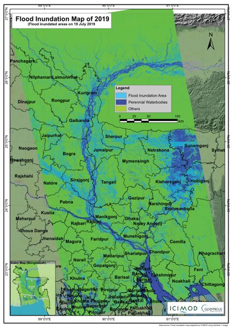 Bangladesh: Flood Inundation Map of 2019 (Flood inundated areas on 19 ...