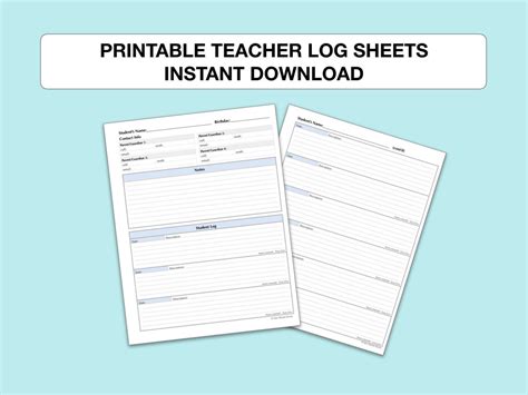 PRINTABLE TEACHER LOG Book Pdf Instant Download Behavior Tracker Parent ...