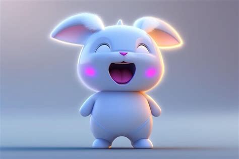 Premium AI Image | A cartoon rabbit with pink cheeks and a pink nose is ...