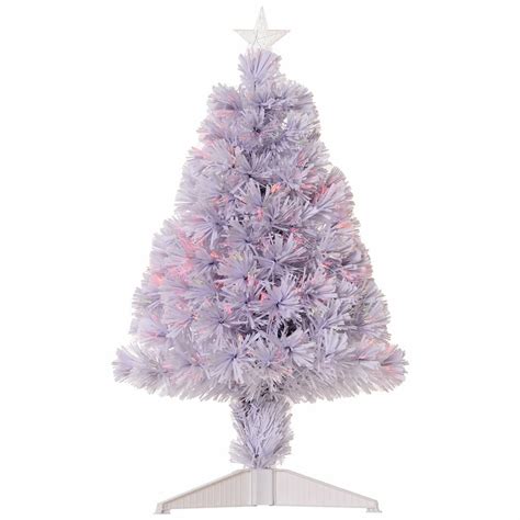 32” Pre-Lit White Fiber Optic Artificial Tabletop Christmas Tree with ...