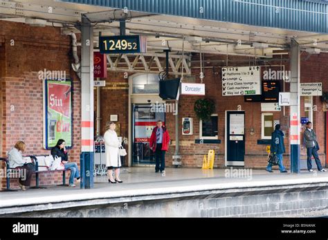 Passengers waiting for trains at Doncaster railway station, "South Yorkshire, England, "Great ...