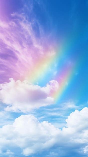 Premium Photo | Rainbow in the sky with clouds