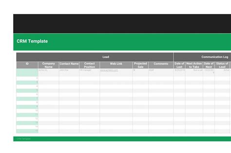 Customer Relationship Management Excel Template