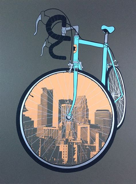 18 x 24 City Bike Minneapolis Cycling Poster | Etsy | Ilustração de ...