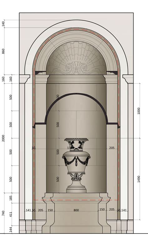 Niche Detail | Architecture drawing, Architecture concept drawings, Interior design presentation