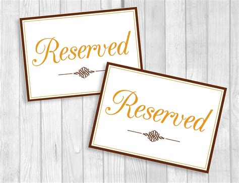 Printable Reserved Table Signs