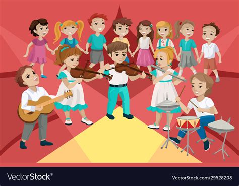 Children perform at a concert and play musical Vector Image