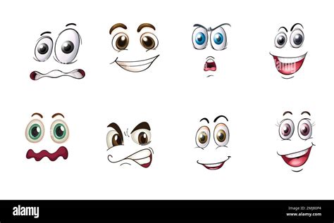 Funny cartoon faces. Vector clip art illustration with simple gradients ...