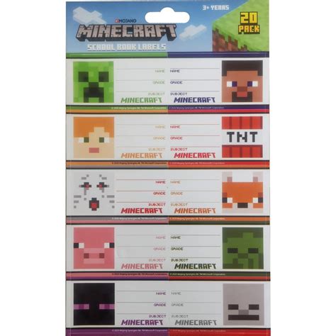 Minecraft Book Labels 20 pack | BIG W