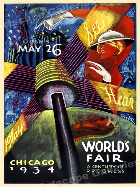 1930s Worlds Fair Poster Chicago A Century of Progress Vintage Poster - 20x28 | eBay