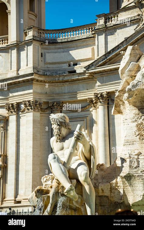 Fountain in the Piazza Navona in Rome, Italy. It was designed in 1651 by Gian Lorenzo Bernini ...