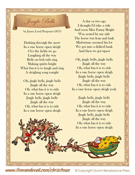 Jingle Bells Lyrics – Tim's Printables