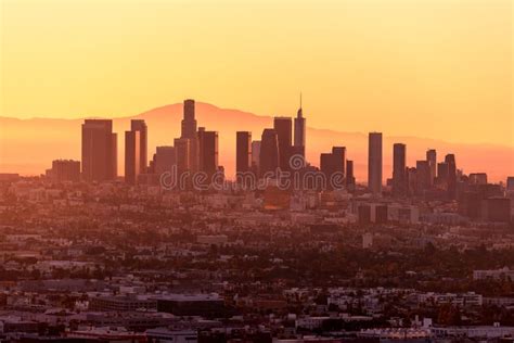 Downtown Los Angeles Skyline at Sunrise Stock Image - Image of ...