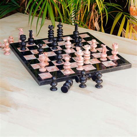 Handcrafted Marble Chess Set (Large) - Glorious Battle | NOVICA