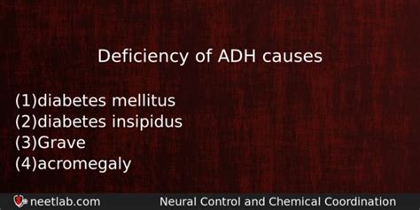 Deficiency of ADH causes - NEETLab