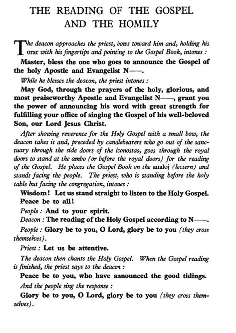 13 notes the reading of the gospel and homily