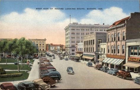 Marion IN Street Scene & Old Cars 1940s Postcard rpx | Street scenes, Marion indiana, Postcard