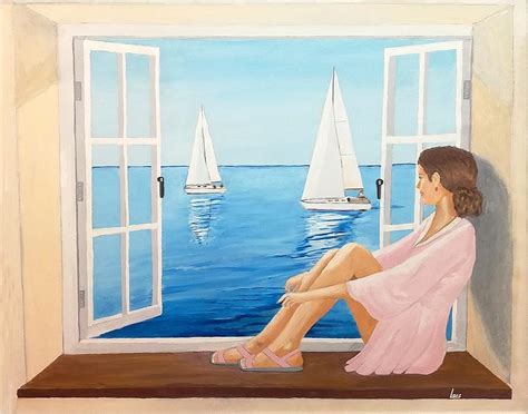 Girl in window Painting by Lars Berglund - Pixels