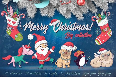 Merry Christmas Images: patterns, cards and items - Master Bundles