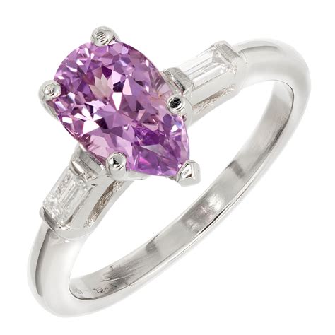 7.06 Carat Purple Sapphire Diamond Platinum Three-Stone Engagement Ring For Sale at 1stDibs