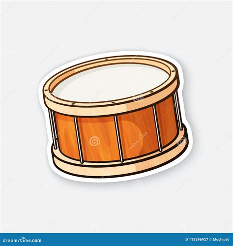 Sticker of Classic Wooden Drum Stock Vector - Illustration of retro, orchestral: 113596927