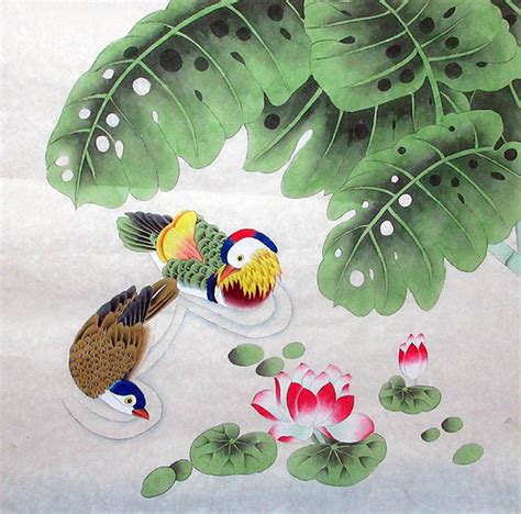 Chinese Mandarin Duck Painting 2547054, 68cm x 68cm(27〃 x 27〃)