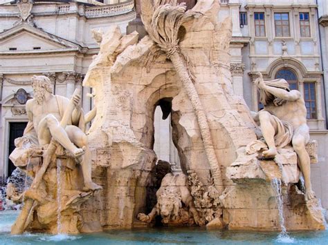 Fountain of the Four Rivers, Piazza Navona, Rome the Fountain of Rivers was erected in 1651 by ...