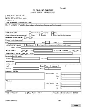 Permit # EL DORADO COUNTY - Fill and Sign Printable Template Online