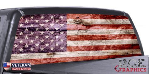 Distressed American Flag Universal Truck Rear Window 50/50 Perforated – ROE Graphics and Apparel