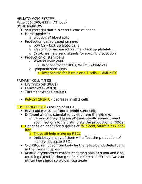 Hematologic System Study Guide - HEMATOLOGIC SYSTEM Page 255, 265, 611 ...