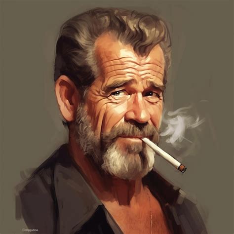 Premium AI Image | A painting of a man smoking a cigarette.