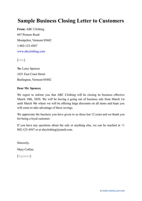 Sample Closure Letter For Business In Bir - Sample Letter Of Business ...