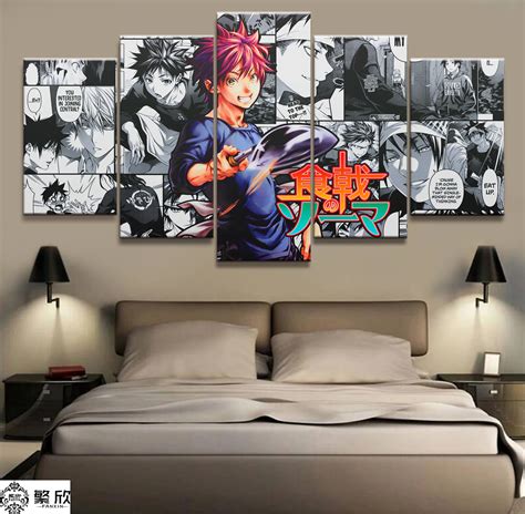 Home Decor Modular Canvas Painting Picture 5 Piece Shokugeki No Soma Anime Characters Poster ...