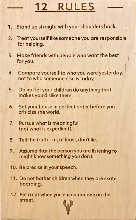 12 Rules for Life Plaque - from Dr. Jordan B. Peterson's book | Life ...