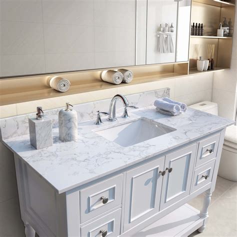 43‘’x22" bathroom stone vanity top engineered stone carrara white ...