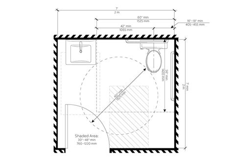 View Of An Ada Bathroom Floor Plan With Measurements