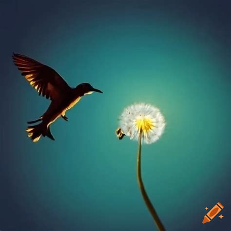 Birds flying out of a dandelion on Craiyon