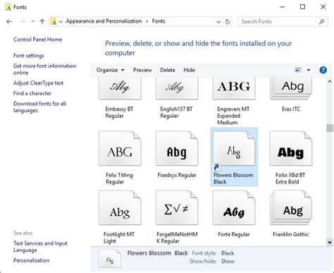 Microsoft Windows Font File in Use