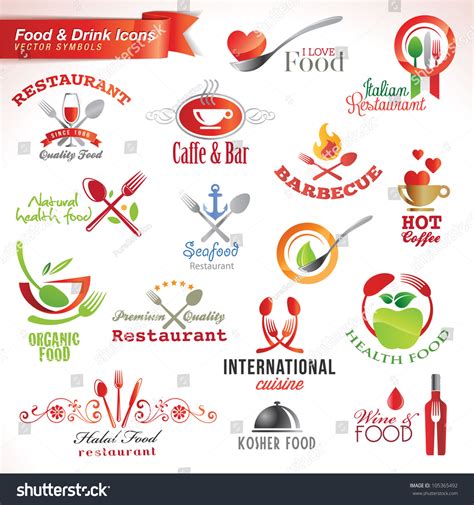 Set Food Drink Vector Icons Stock Vector (Royalty Free) 105365492