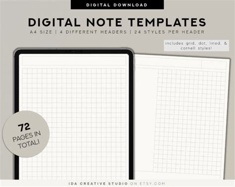 Printable 72 Digital Note Taking Templates Digital Paper Grid Etsy ...