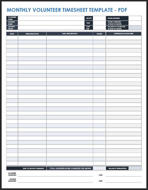 Free PDF Timesheet and Time Card Templates | Smartsheet