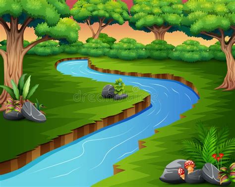 Forest River Scene Stock Illustrations – 23,637 Forest River Scene ...