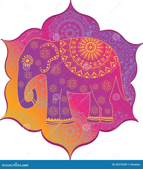 Indian Elephant with Texture Stock Vector - Illustration of ornament, symbol: 53375430