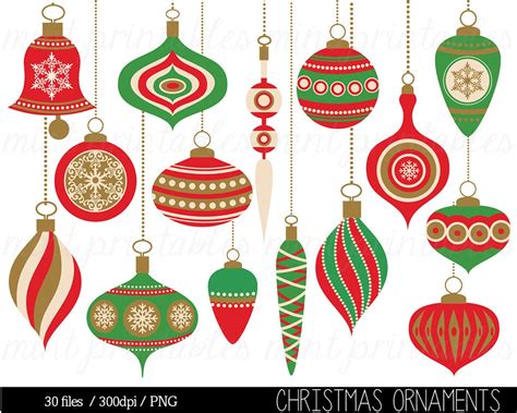 Christmas Clipart, Christmas Decoration Ornament Balls Hanging Baubles ...